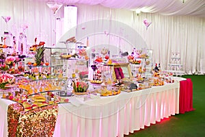 Awesome wedding reception of food and drink