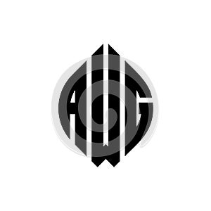 AWG circle letter logo design with circle and ellipse shape. AWG ellipse letters with typographic style. The three initials form a