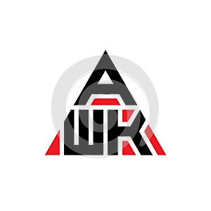 AWK triangle letter logo design with triangle shape. AWK triangle logo design monogram. AWK triangle vector logo template with red