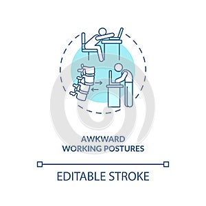 Awkward working postures concept icon