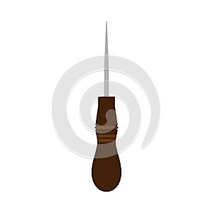 Awl groover shoemaker vector handle tool icon. Work equipment tailor industry illustration