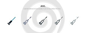 Awl icon in different style vector illustration. two colored and black awl vector icons designed in filled, outline, line and