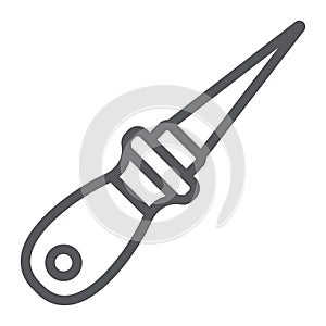 Awl line icon, craft and sew, pricker sign, vector graphics, a linear pattern on a white background.