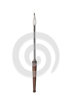 Awl with wooden handle isolated on white background