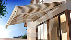 Awning and house, 3D illustration