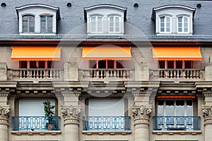 Awnings on the balconies
