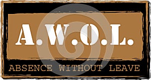 AWOL - Absence without leave stamp vector