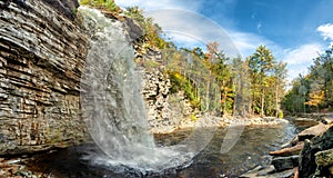 Awosting Falls in Minnewaska State Park Reserve . Autumn forest nature. Upstate NY, USA