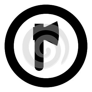 Ax Axe icon in circle round black color vector illustration solid outline style image