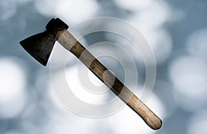 The ax lies on a white background