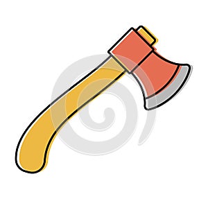 ax with wooden handle. hand locksmith tools. vector icon in flat style