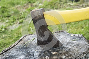 Ax stuck in stump