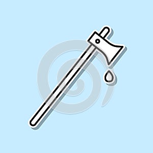 Axe or ax with blood icon halloween sticker icon. Simple thin line, outline vector of halloween icons for ui and ux, website or