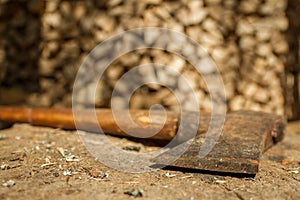 Axe and birch firewood