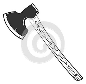 Axe black icon. Woodwork symbol. Lumberjack tool