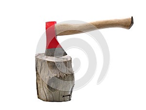 Axe on chopping block photo