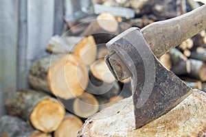 Axe and fire wood