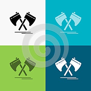 Axe, hatchet, tool, cutter, viking Icon Over Various Background. glyph style design, designed for web and app. Eps 10 vector