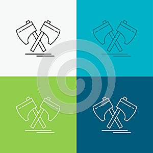 Axe, hatchet, tool, cutter, viking Icon Over Various Background. Line style design, designed for web and app. Eps 10 vector