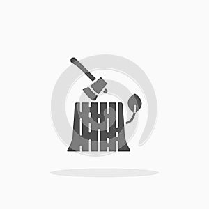 Axe Log icon. Glyph or Solid style
