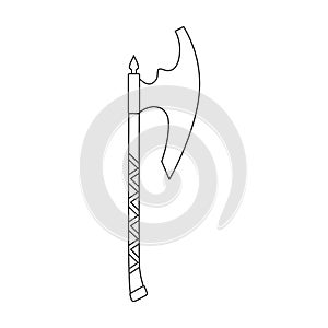 Axe of medieval vector outline icon. Vector illustration weapon ancient on white background. Isolated outline