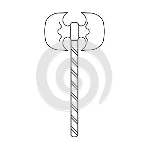 Axe of medieval vector outline icon. Vector illustration weapon ancient on white background. Isolated outline