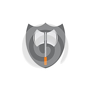 Axe metal shield symbol decoration vector