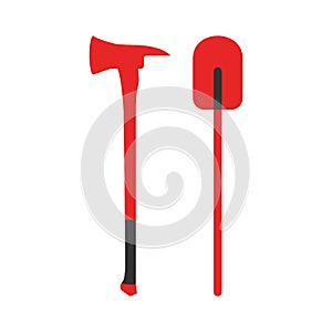 Axe and Shovel icon. Fire departament equipment icons. Vector Il