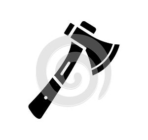 Simple black and white axe silhouette icon vector art illustration design template
