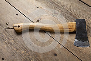 Axe on a table