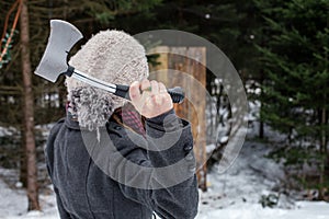 Axe throwing competition