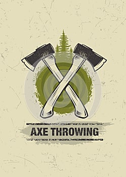 Axe Throwing Wilderness Outdoor Activity On Grunge Background