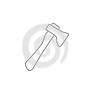 Axe vector line icon on white in flat