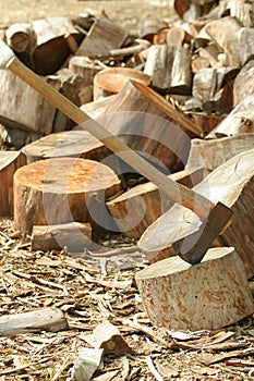 Axe and wood