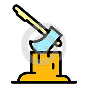 Axe wood icon color outline vector