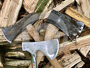 Axes and Hatchets on Firewood