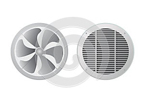 Axial fan and ventilation grille.