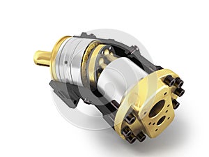 Axial piston hydraulic motor 3d render on white background