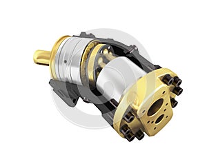 Axial piston hydraulic motor 3d render on white background no sh