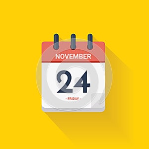 Ay calendar with date November 24, 2017. Vector illustration
