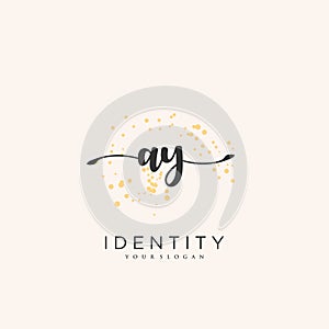 AY Handwriting logo vector of initial signature, wedding, fashion, jewerly, boutique, floral and botanical with creative template