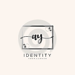 AY Handwriting logo vector of initial signature, wedding, fashion, jewerly, boutique, floral and botanical with creative template