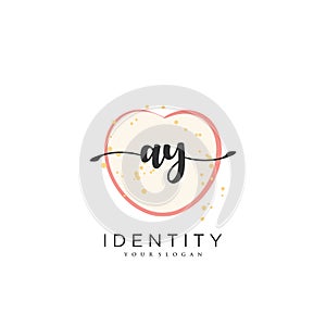 AY Handwriting logo vector of initial signature, wedding, fashion, jewerly, boutique, floral and botanical with creative template