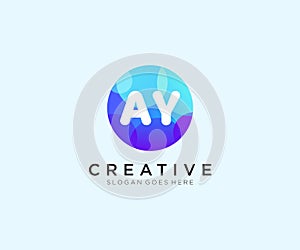 AY initial logo With Colorful Circle template vector