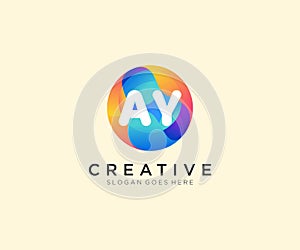 AY initial logo With Colorful Circle template vector