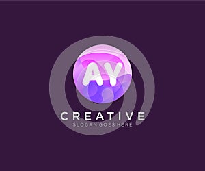 AY initial logo With Colorful Circle template vector