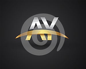 AY initial logo company name colored gold and silver swoosh design. vector logo for business and company identity