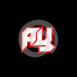 AY letter logo design on black background. AY creative initials letter logo concept. ay icon design. AY white and red letter icon