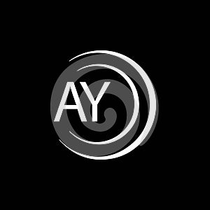 AY letter logo design on black background. AY creative initials letter logo concept. AY letter design