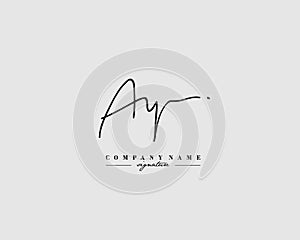 AY Signature initial logo template vector. Initial signature logo template. Initial letter logo template for logo identity and